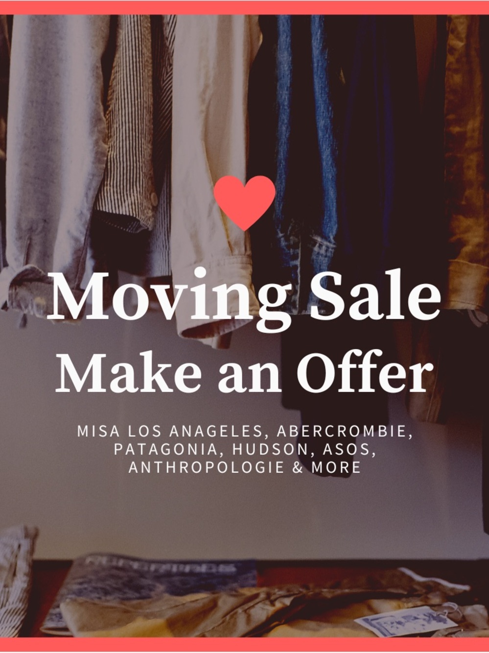 Moving Sale Graphic with Hanging Jackets